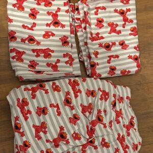 Sesame Street Elmo Red and Gray Striped Bedding Sheets